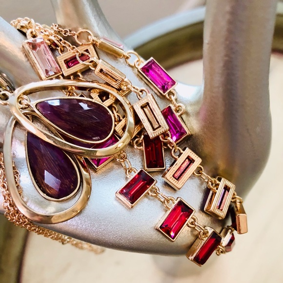 Modern vintage Ombré crystal statement necklace & earrings - Picture 15 of 15